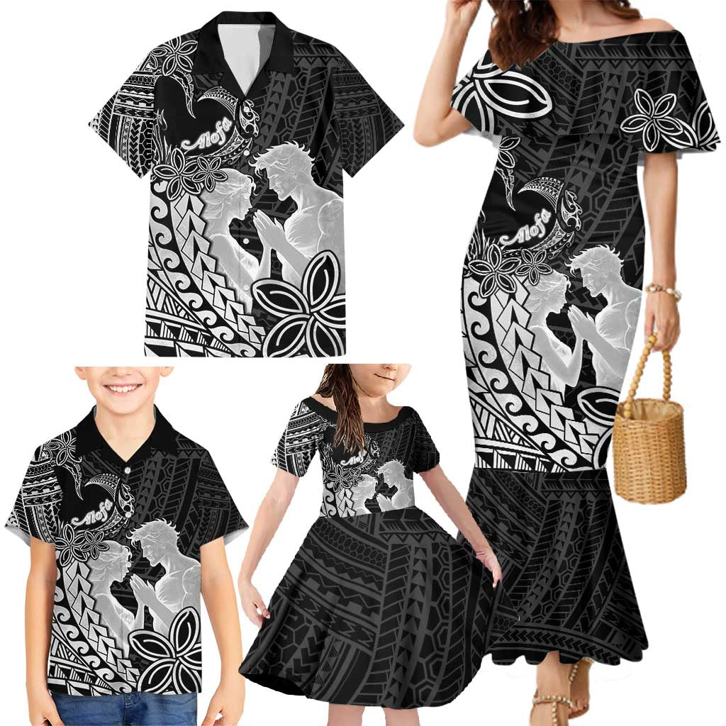 Alofa Samoa Valentine Black Family Matching Mermaid Dress and Hawaiian Shirt Love Is The Greatest Thing LT05 - Polynesian Pride