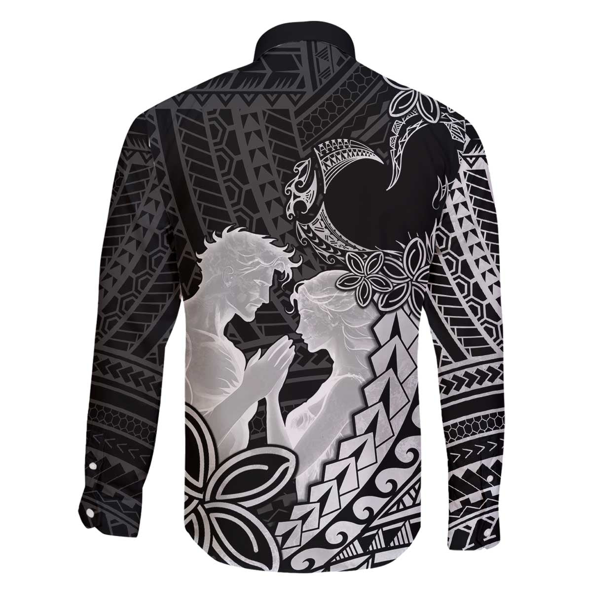 Alofa Samoa Valentine Black Family Matching Off The Shoulder Long Sleeve Dress and Hawaiian Shirt Love Is The Greatest Thing LT05 - Polynesian Pride