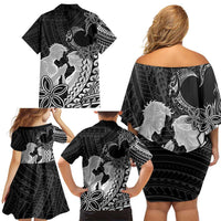Alofa Samoa Valentine Black Family Matching Off Shoulder Short Dress and Hawaiian Shirt Love Is The Greatest Thing LT05 - Polynesian Pride