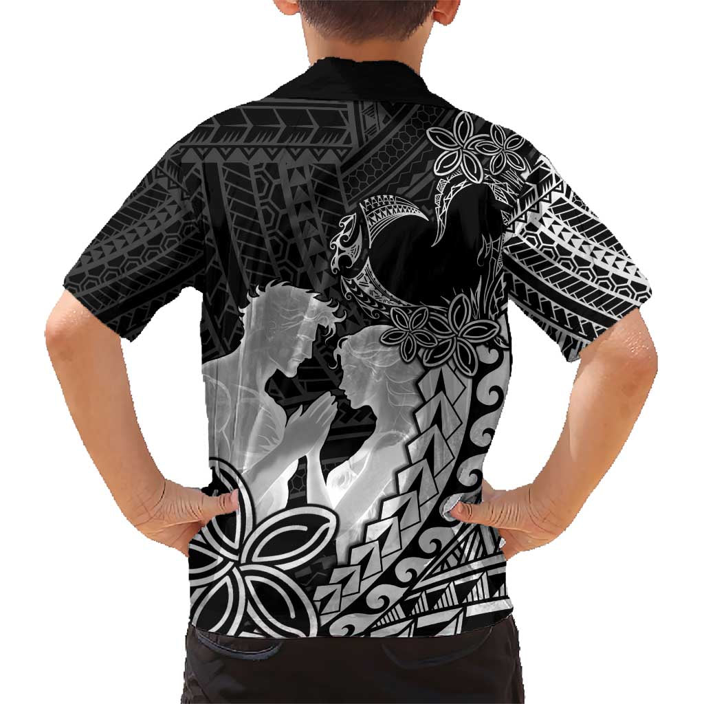 Alofa Samoa Valentine Black Family Matching Short Sleeve Bodycon Dress and Hawaiian Shirt Love Is The Greatest Thing LT05 - Polynesian Pride