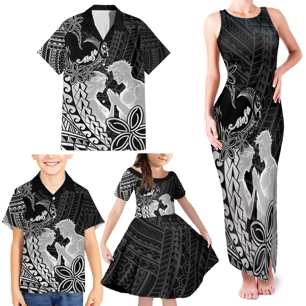 Alofa Samoa Valentine Black Family Matching Tank Maxi Dress and Hawaiian Shirt Love Is The Greatest Thing LT05 - Polynesian Pride