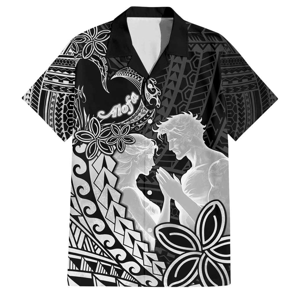Alofa Samoa Valentine Black Family Matching Tank Maxi Dress and Hawaiian Shirt Love Is The Greatest Thing LT05 Dad's Shirt - Short Sleeve Black - Polynesian Pride
