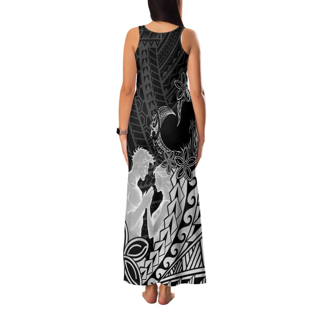 Alofa Samoa Valentine Black Family Matching Tank Maxi Dress and Hawaiian Shirt Love Is The Greatest Thing LT05 - Polynesian Pride
