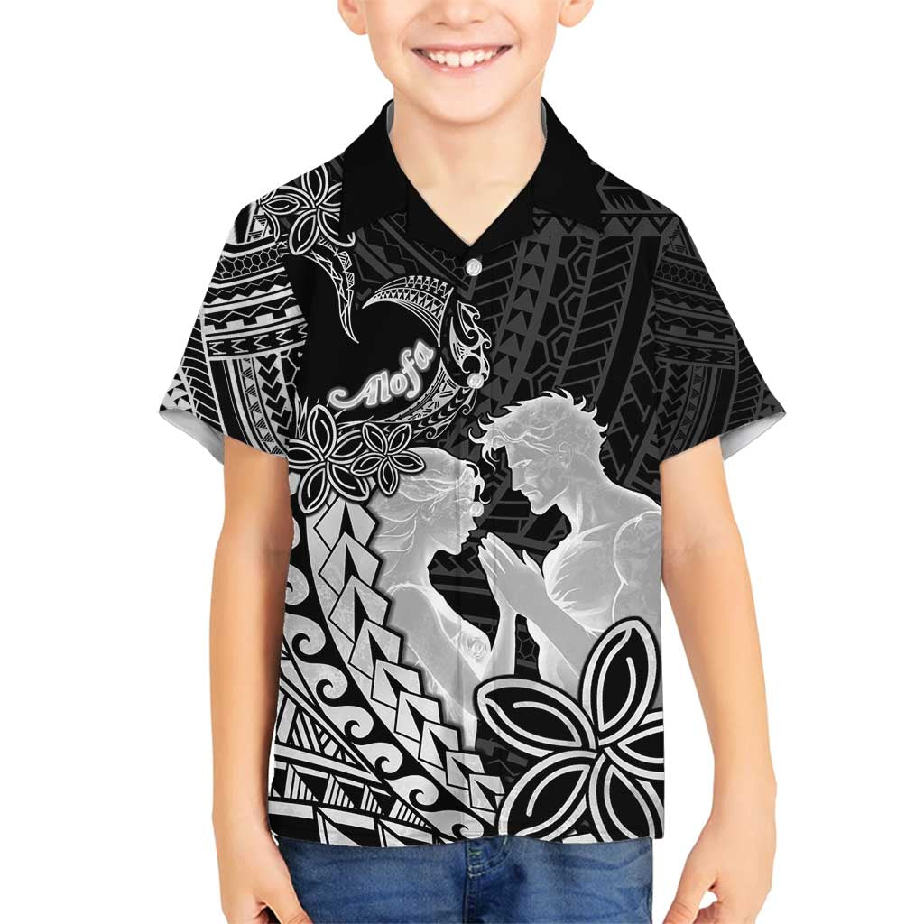 Alofa Samoa Valentine Black Family Matching Tank Maxi Dress and Hawaiian Shirt Love Is The Greatest Thing LT05 Son's Shirt Black - Polynesian Pride