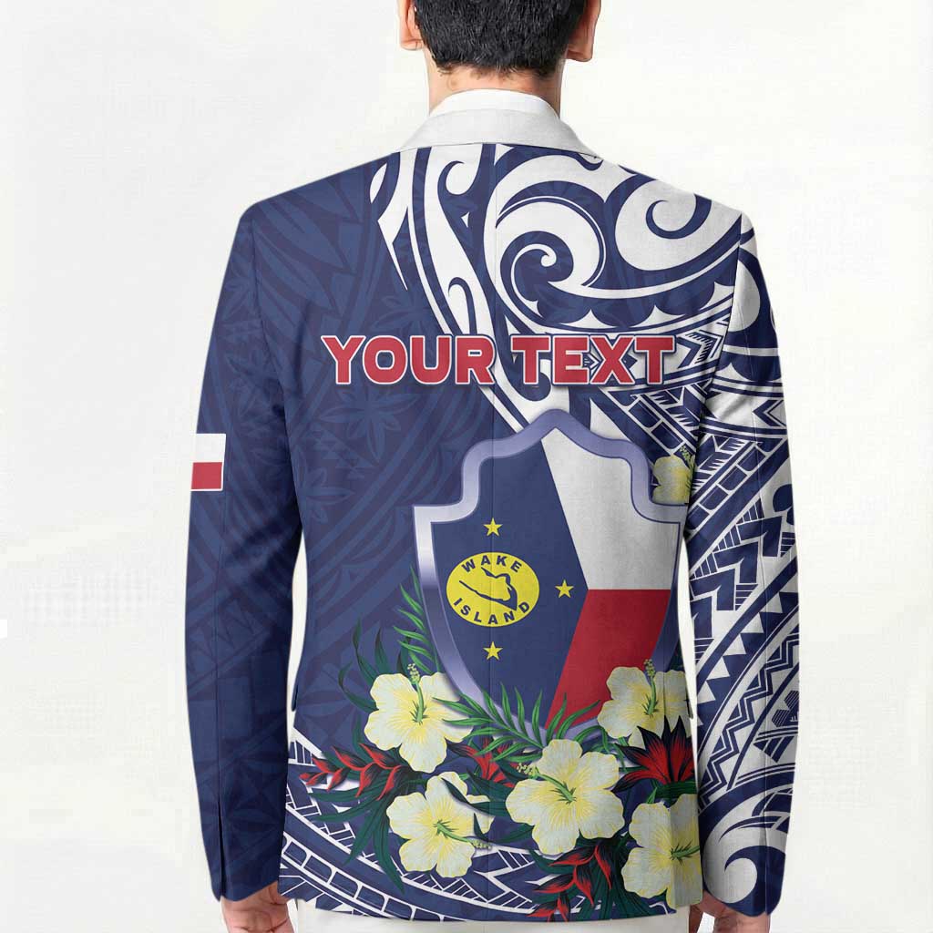 Personalised Wake Island Blazer Tribal Pattern With Hibiscus Flowers
