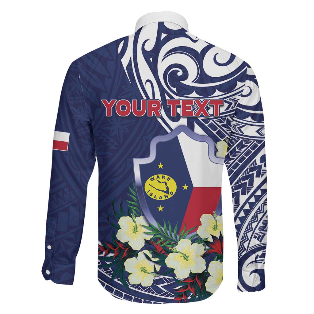 Personalised Wake Island Family Matching Off The Shoulder Long Sleeve Dress and Hawaiian Shirt Tribal Pattern With Hibiscus Flowers LT05 - Polynesian Pride