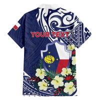 Personalised Wake Island Family Matching Off Shoulder Short Dress and Hawaiian Shirt Tribal Pattern With Hibiscus Flowers LT05 - Polynesian Pride
