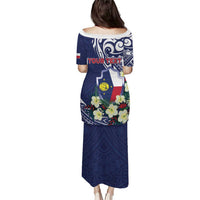 Personalised Wake Island Family Matching Puletasi and Hawaiian Shirt Tribal Pattern With Hibiscus Flowers