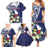 Personalised Wake Island Family Matching Summer Maxi Dress and Hawaiian Shirt Tribal Pattern With Hibiscus Flowers LT05 - Polynesian Pride