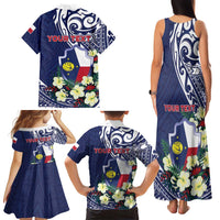 Personalised Wake Island Family Matching Tank Maxi Dress and Hawaiian Shirt Tribal Pattern With Hibiscus Flowers LT05 - Polynesian Pride