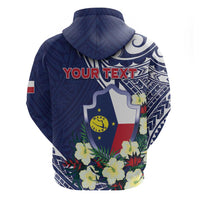Personalised Wake Island Hoodie Tribal Pattern With Hibiscus Flowers