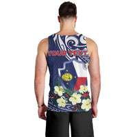 Personalised Wake Island Men Tank Top Tribal Pattern With Hibiscus Flowers