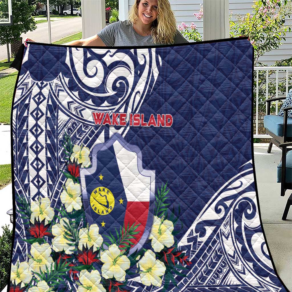 Wake Island Quilt Tribal Pattern With Hibiscus Flowers