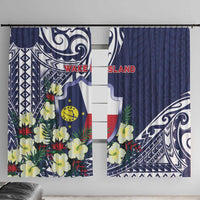 Wake Island Window Curtain Tribal Pattern With Hibiscus Flowers