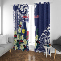 Wake Island Window Curtain Tribal Pattern With Hibiscus Flowers