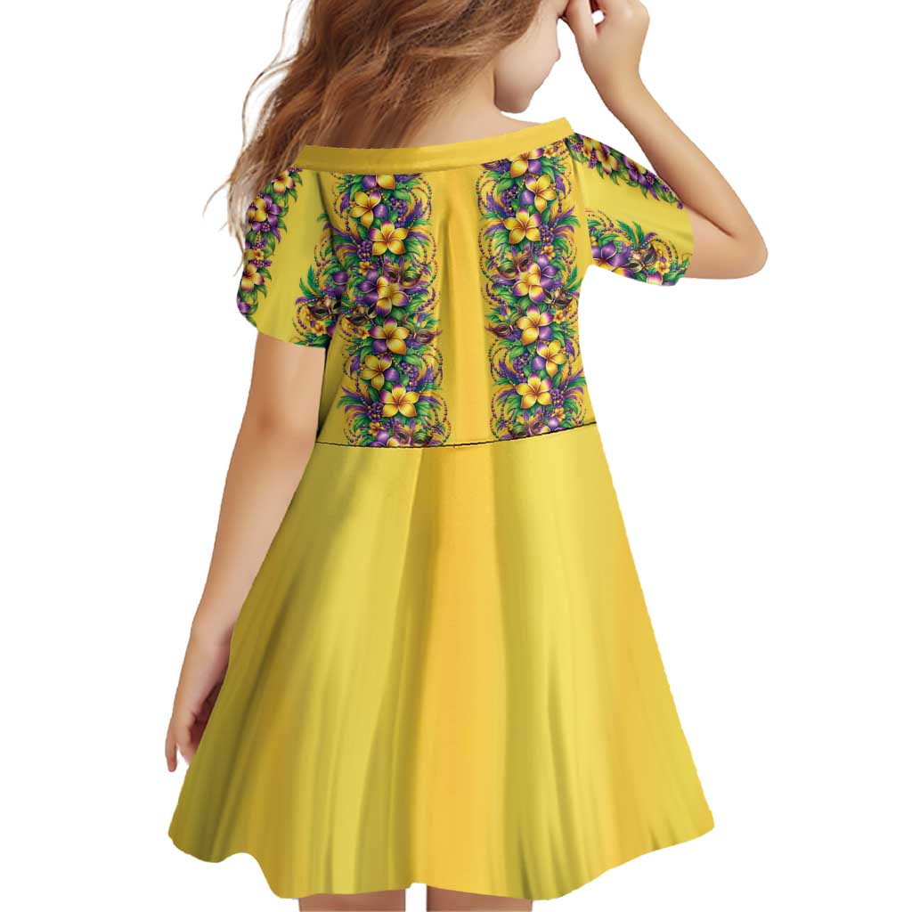 Aloha Hawaii Mardi Gras Family Matching Off The Shoulder Long Sleeve Dress and Hawaiian Shirt Gold Style LT05 - Polynesian Pride