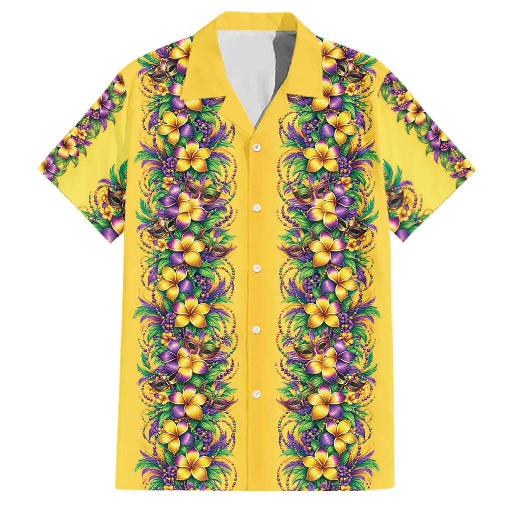 Aloha Hawaii Mardi Gras Family Matching Off The Shoulder Long Sleeve Dress and Hawaiian Shirt Gold Style LT05 Dad's Shirt - Short Sleeve Gold - Polynesian Pride