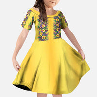 Aloha Hawaii Mardi Gras Family Matching Off Shoulder Maxi Dress and Hawaiian Shirt Gold Style