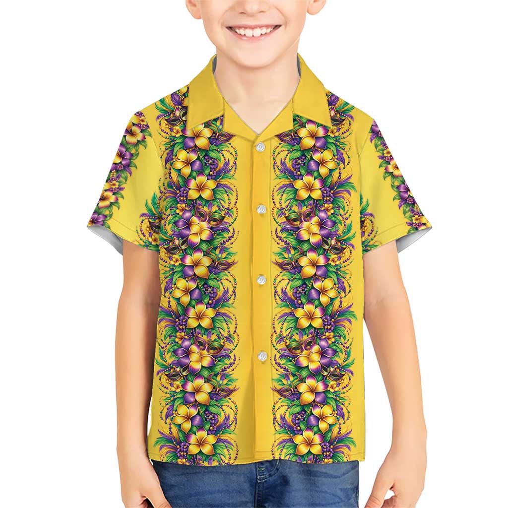 Aloha Hawaii Mardi Gras Family Matching Off Shoulder Maxi Dress and Hawaiian Shirt Gold Style