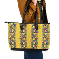 Aloha Hawaii Mardi Gras Leather Tote Bag Gold Style