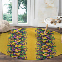 Aloha Hawaii Mardi Gras Round Carpet Gold Style