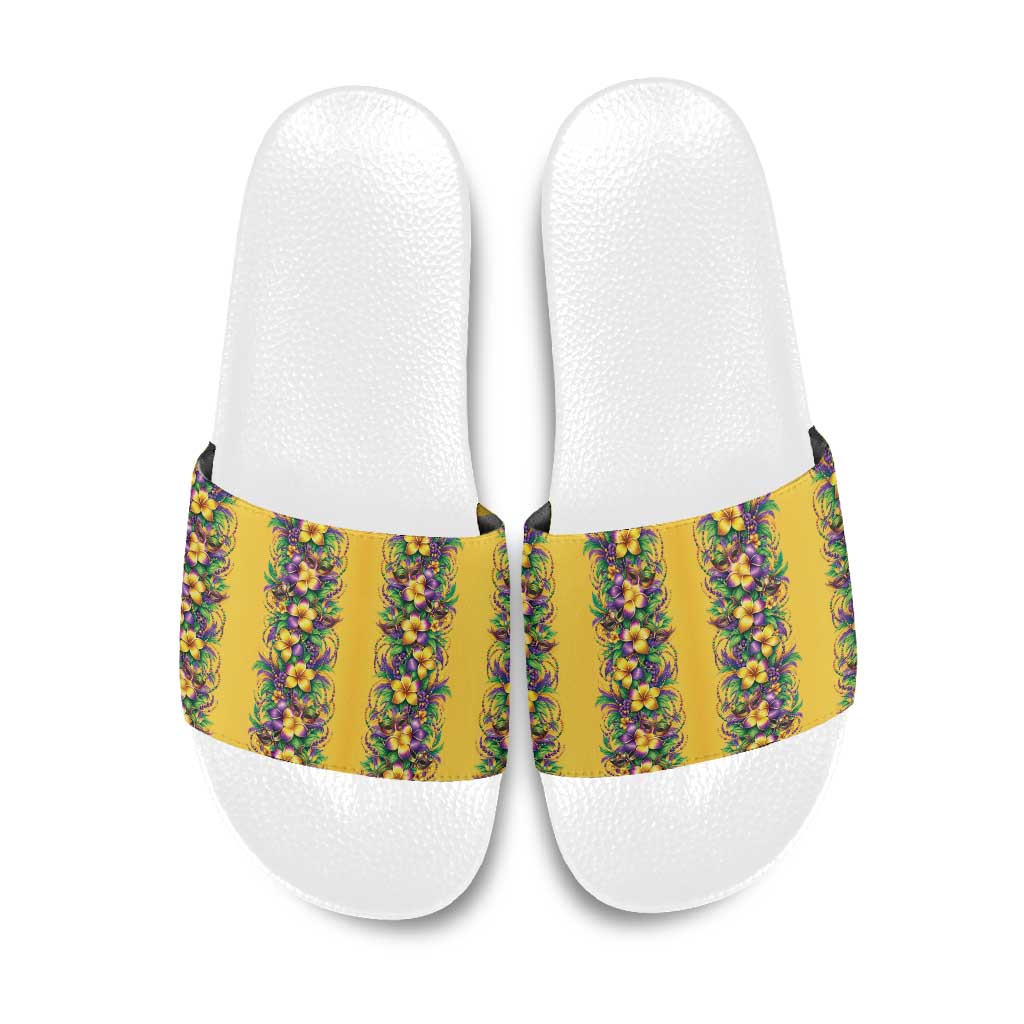 Aloha Hawaii Mardi Gras Slide Sandals Gold Style