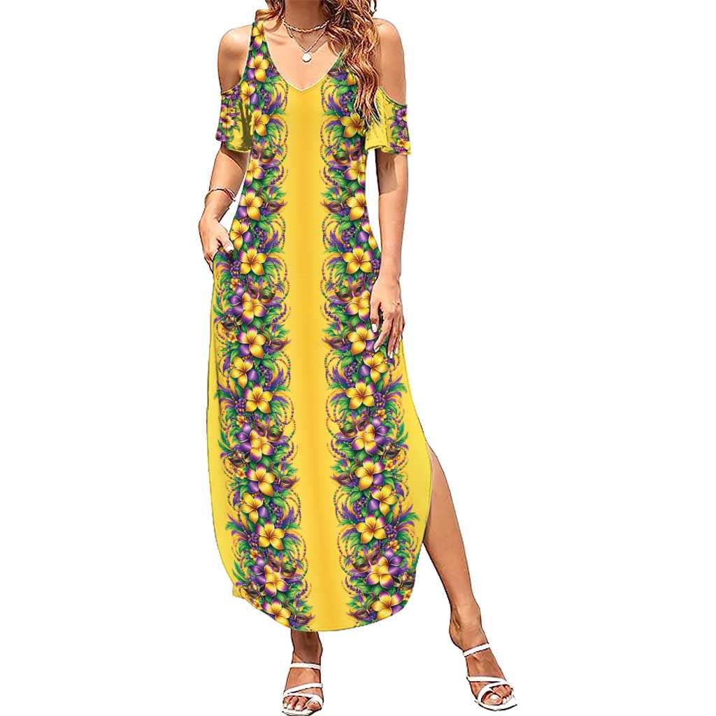 Aloha Hawaii Mardi Gras Summer Maxi Dress Gold Style
