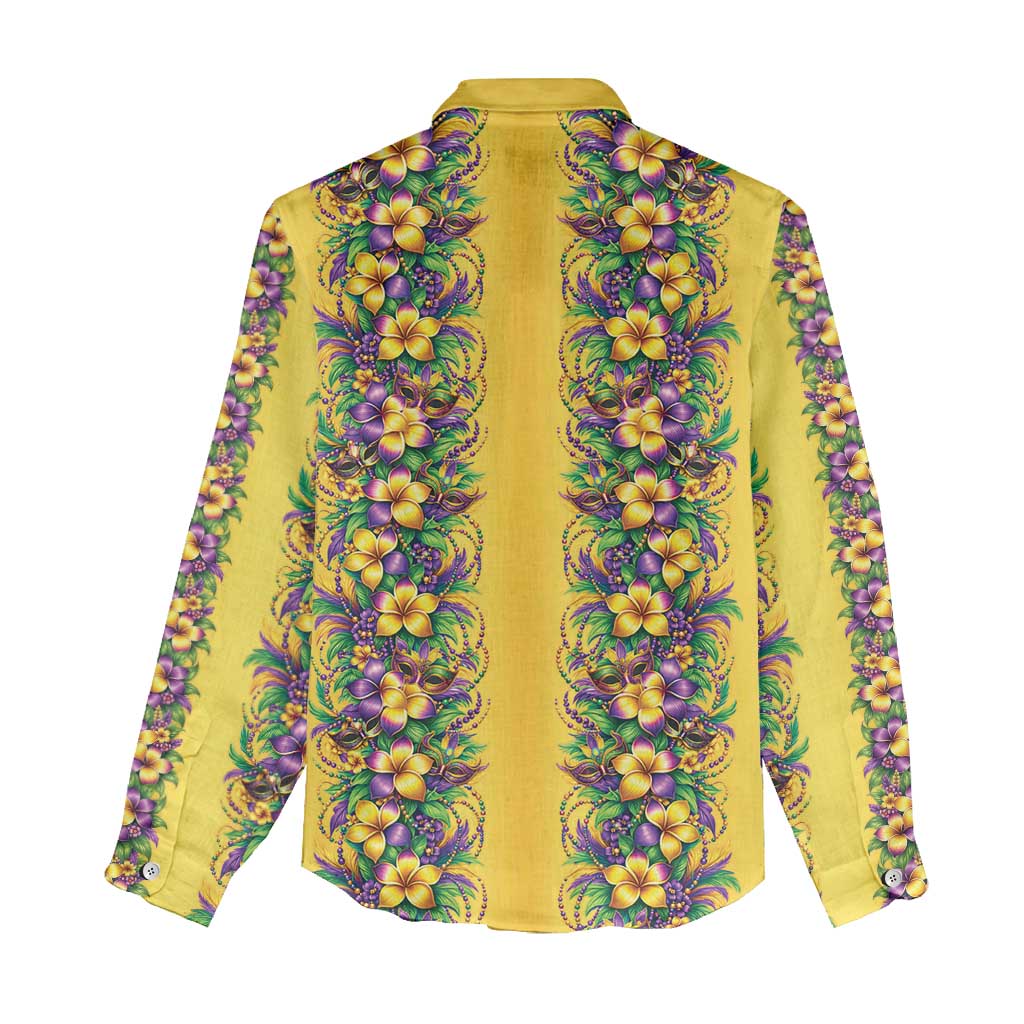 Aloha Hawaii Mardi Gras Women Casual Shirt Gold Style
