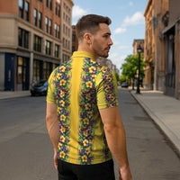 Aloha Hawaii Mardi Gras Zipper Polo Shirt Gold Style