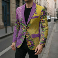 Hawaii Mardi Gras Blazer Plumeria Lei Beads Glitter Style