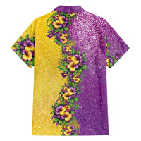 Hawaii Mardi Gras Family Matching Long Sleeve Bodycon Dress and Hawaiian Shirt Plumeria Lei Beads Glitter Style LT05 - Polynesian Pride