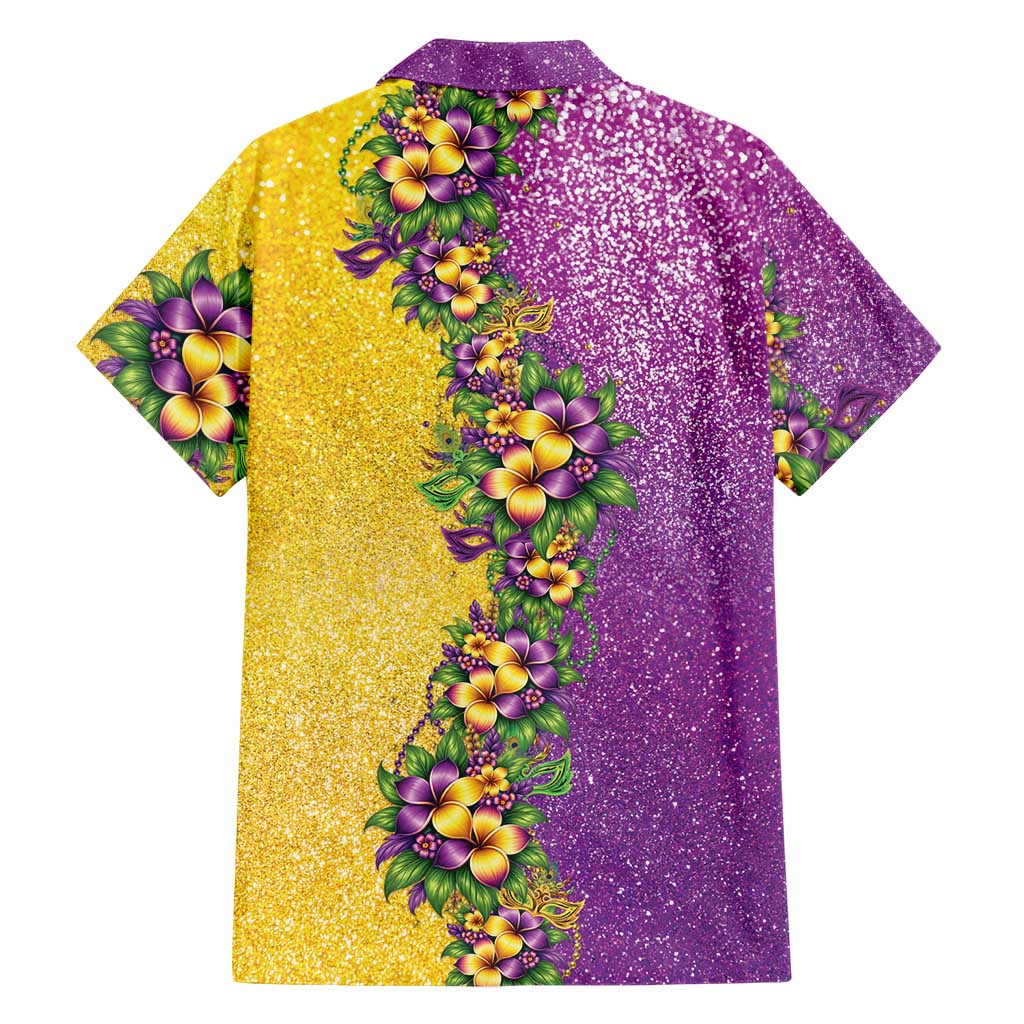 Hawaii Mardi Gras Family Matching Summer Maxi Dress and Hawaiian Shirt Plumeria Lei Beads Glitter Style LT05 - Polynesian Pride