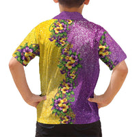 Hawaii Mardi Gras Family Matching Tank Maxi Dress and Hawaiian Shirt Plumeria Lei Beads Glitter Style LT05 - Polynesian Pride