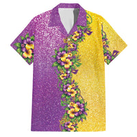Hawaii Mardi Gras Family Matching Tank Maxi Dress and Hawaiian Shirt Plumeria Lei Beads Glitter Style LT05 Dad's Shirt - Short Sleeve Colorful - Polynesian Pride