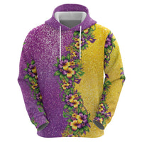 Hawaii Mardi Gras Hoodie Plumeria Lei Beads Glitter Style