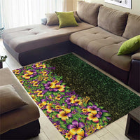 Hawaii Mardi Gras Area Rug Tropical Flowers Glitter Style