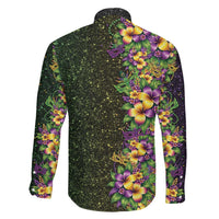 Hawaii Mardi Gras Family Matching Off Shoulder Maxi Dress and Hawaiian Shirt Tropical Flowers Glitter Style LT05 - Polynesian Pride