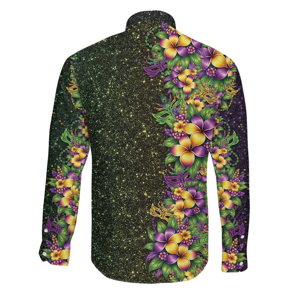 Hawaii Mardi Gras Family Matching Off Shoulder Short Dress and Hawaiian Shirt Tropical Flowers Glitter Style LT05 - Polynesian Pride