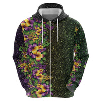 Hawaii Mardi Gras Hoodie Tropical Flowers Glitter Style