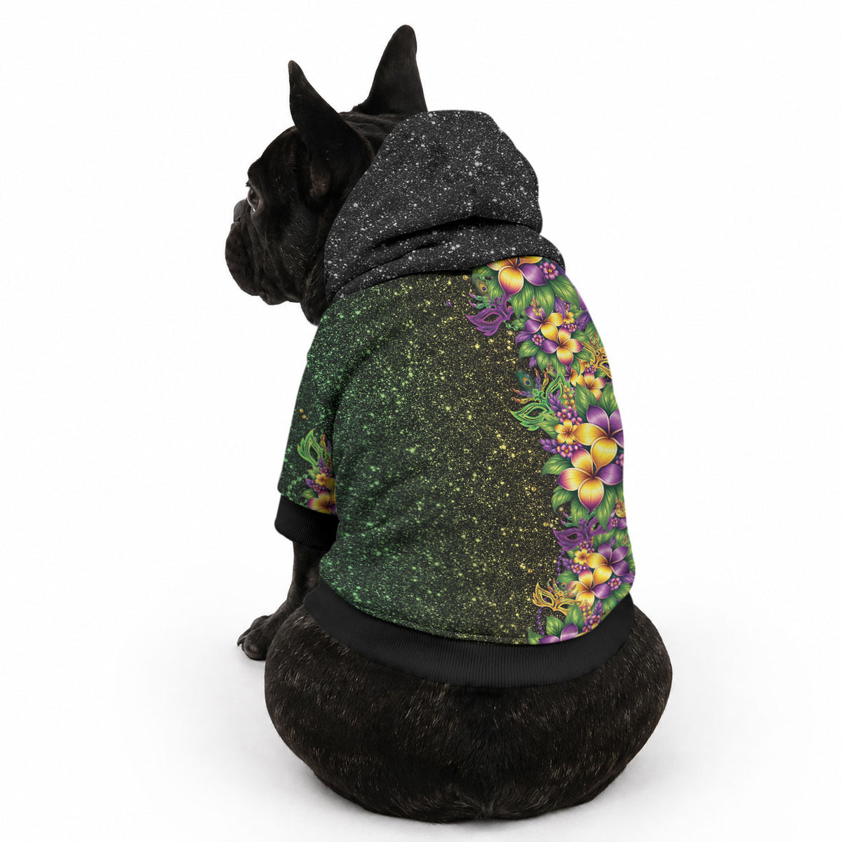 Hawaii Mardi Gras Pet Hoodie Tropical Flowers Glitter Style LT05 - Polynesian Pride