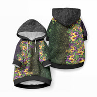 Hawaii Mardi Gras Pet Hoodie Tropical Flowers Glitter Style LT05 Pullover Black - Polynesian Pride