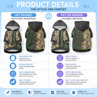 Hawaii Mardi Gras Pet Hoodie Tropical Flowers Glitter Style LT05 - Polynesian Pride