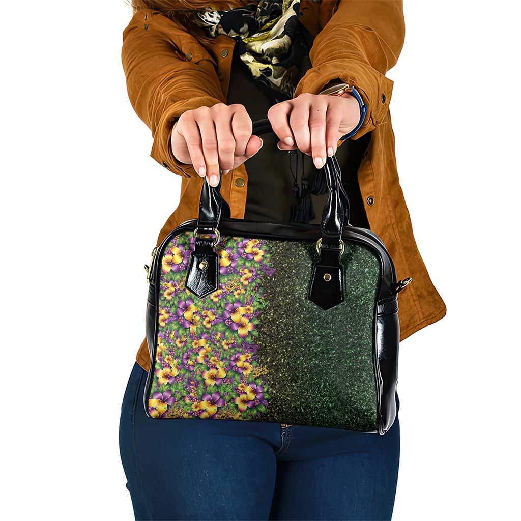 Hawaii Mardi Gras Shoulder Handbag Tropical Flowers Glitter Style