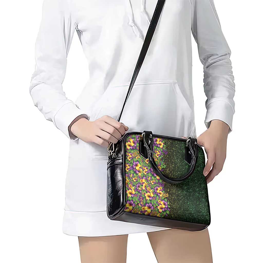 Hawaii Mardi Gras Shoulder Handbag Tropical Flowers Glitter Style