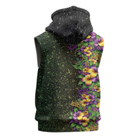Hawaii Mardi Gras Sleeveless Hoodie Tropical Flowers Glitter Style
