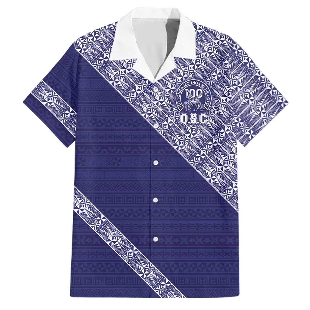 Tonga Queen Salote College Family Matching Off Shoulder Maxi Dress and Hawaiian Shirt 100 Years Anniversary Navy Color LT05 Dad's Shirt - Short Sleeve Navy - Polynesian Pride