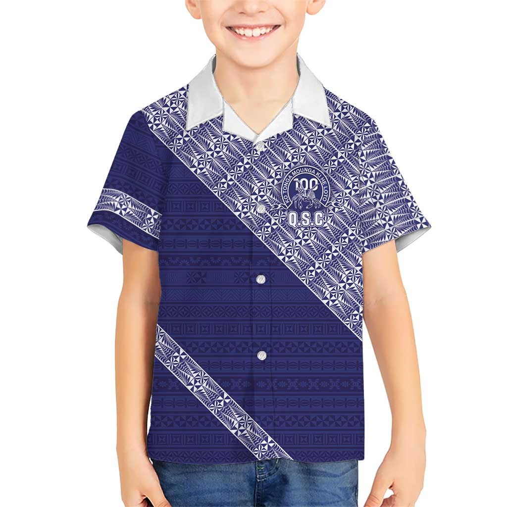 Tonga Queen Salote College Family Matching Off Shoulder Maxi Dress and Hawaiian Shirt 100 Years Anniversary Navy Color LT05 Son's Shirt Navy - Polynesian Pride