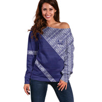 Tonga Queen Salote College Off Shoulder Sweater 100 Years Anniversary Navy Color