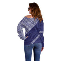 Tonga Queen Salote College Off Shoulder Sweater 100 Years Anniversary Navy Color