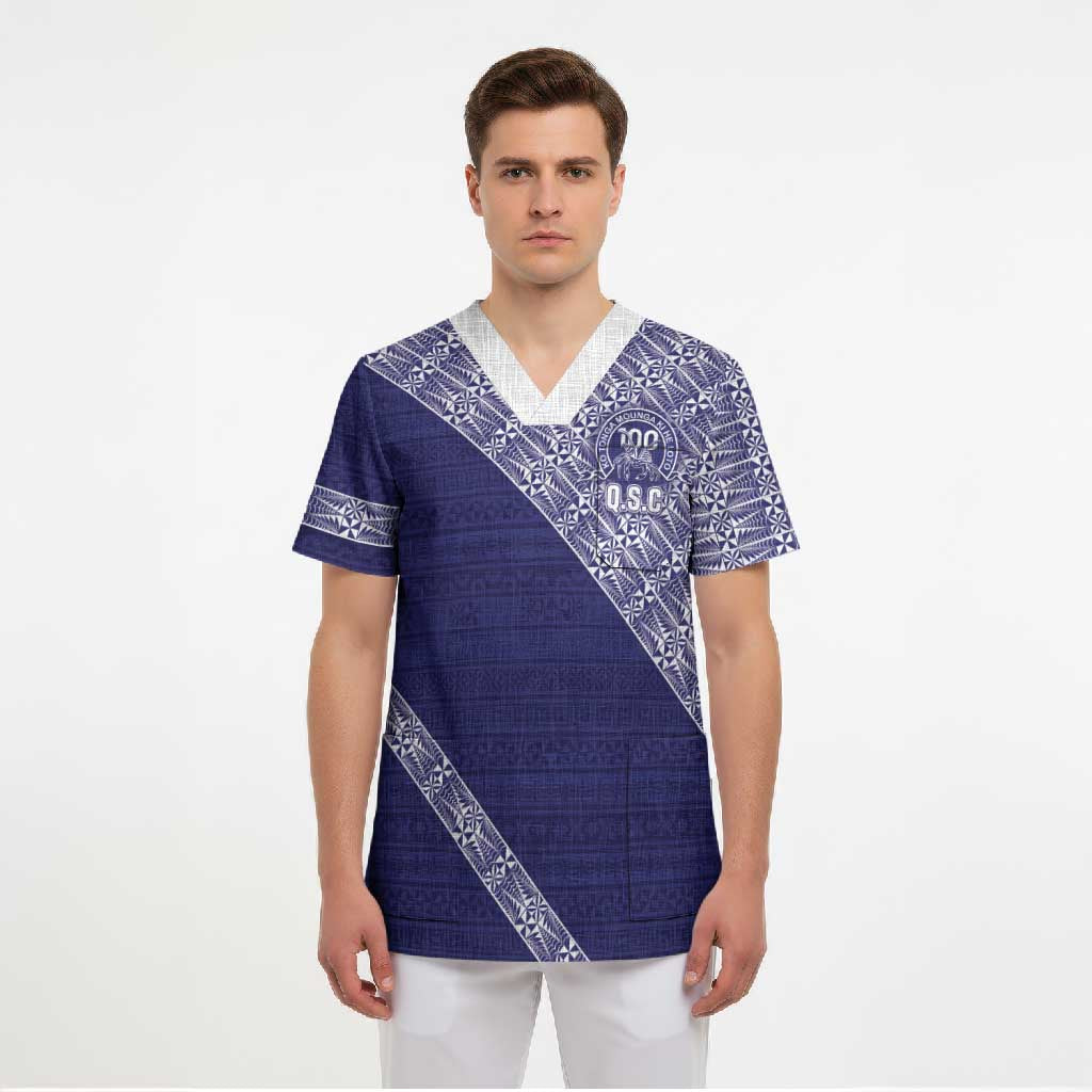 Tonga Queen Salote College Scrub Top 100 Years Anniversary Navy Color